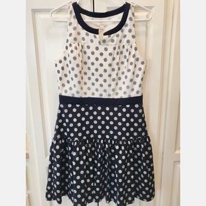 Blue and White Polka Dot Sleeveless J Crew Dress